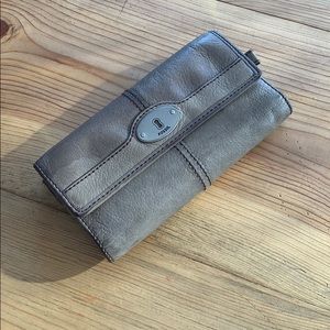 Fossil Leather Wallet, Mushroom